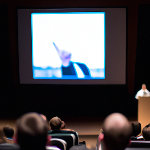 תמונה המציגה פרזנטור המתקשר בהצלחה עם הקהל שלו באמצעות שימוש בוויזואליה