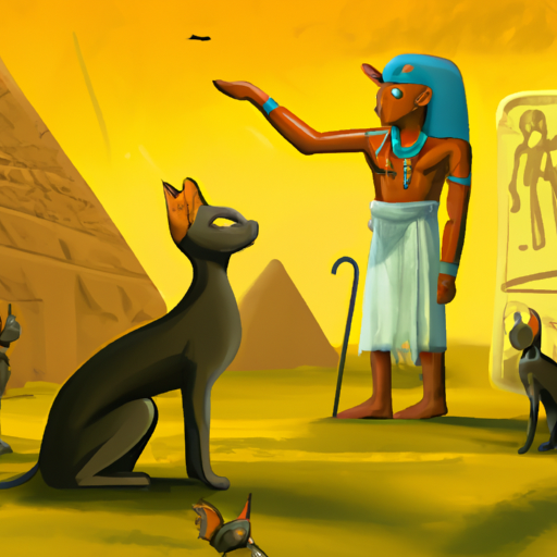 1. המחשה של מצרים הקדמונים המשתמשים בחתולים כדי להדביר אוכלוסיות מזיקים.